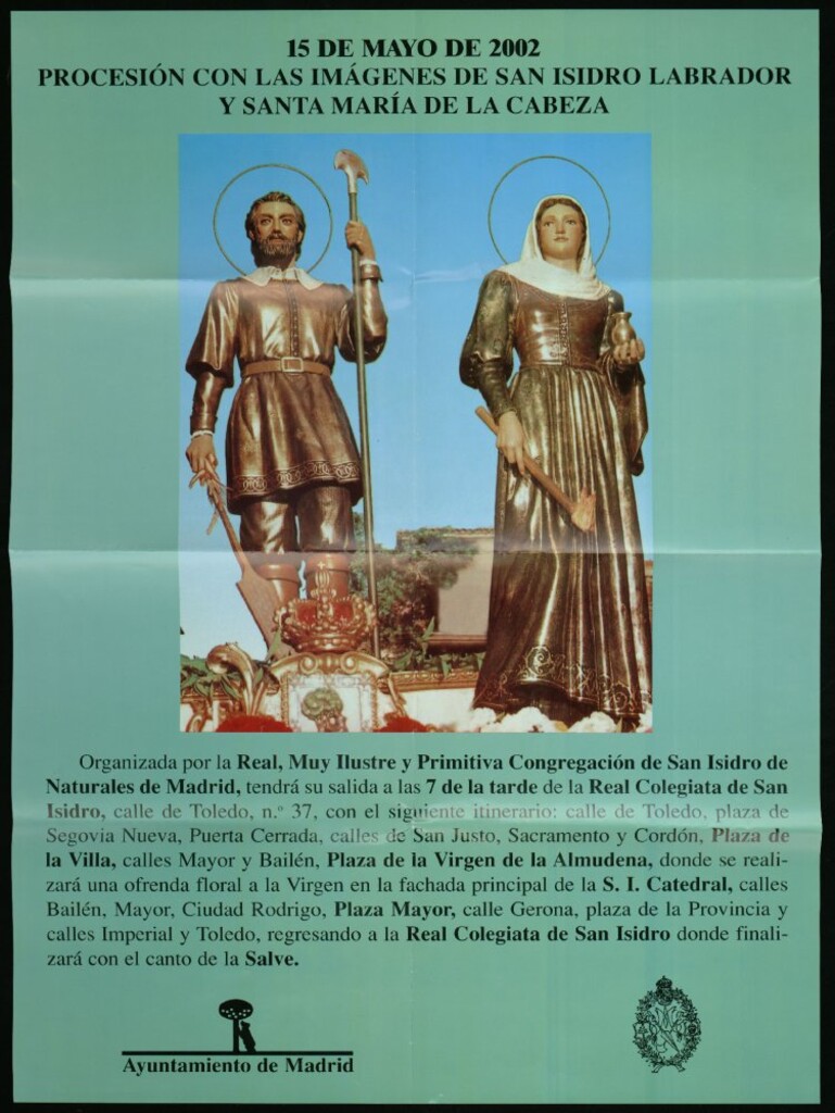Miniatura de Procesión con las imágenes de San Isidro Labrador y Santa María de la Cabeza. 15 de mayo de 2002. (Recorrido)