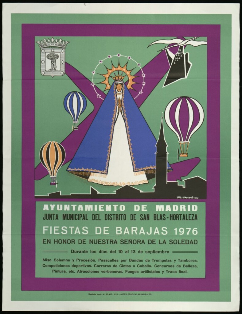 Miniatura de Fiestas de Barajas 1976 en honor a Nuestra Señora de la Soledad. Durante los 10 al 13 de septiembre. (Programa)