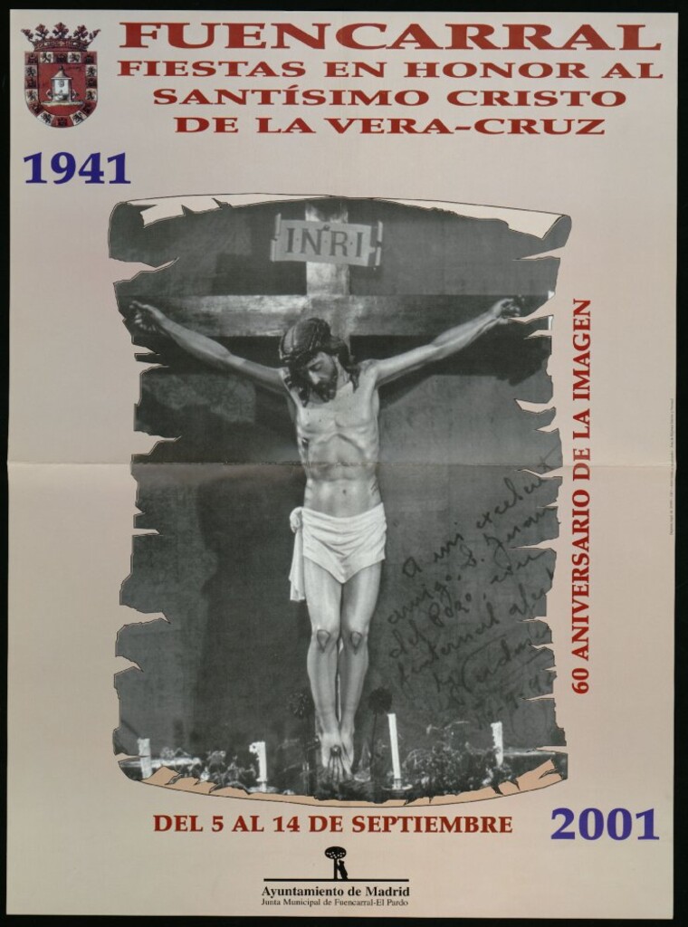 Miniatura de Fiestas en honor al Santísimo Cristo de la Vera-Cruz,  Fuencarral. 60 aniversario de la imagen. De 1941 a 2001.  Del 5 al 14 de septiembre. 2001.