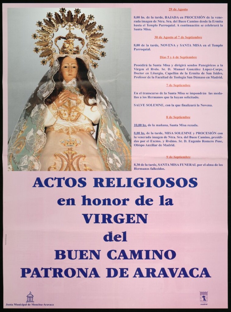 Miniatura de Actos religiosos en honor de la Virgen del Buen Camino, patrona de Aravaca. (Programa).