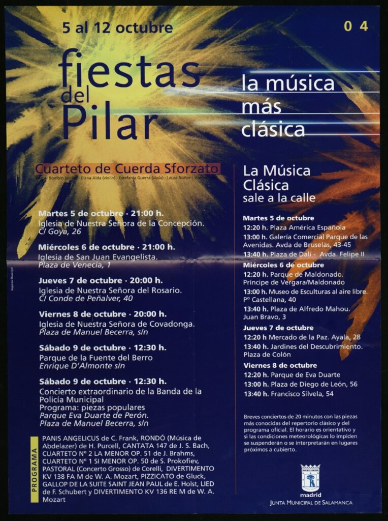 Miniatura de Fiestas del Pilar 04, 5 al 12 de octubre. La música más clásica. (Programa)
