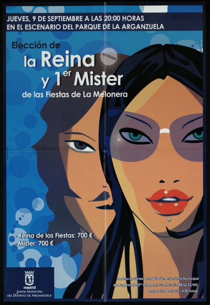 Miniatura de Elección de la Reina y 1er Mister de la fiesta de la Melonera. Jueves, 9 de septiembre a las 20:00 horas en el escenario del parque de la Arganzuela.