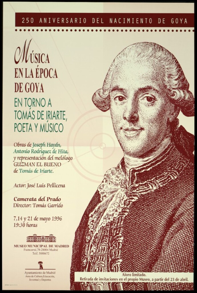Miniatura de 250 aniversario del nacimiento de Goya. Música en la época de Goya en torno a Tomás de Iriarte, poeta y músico. 7, 14 y 21 de mayo de 1996. (Programa)