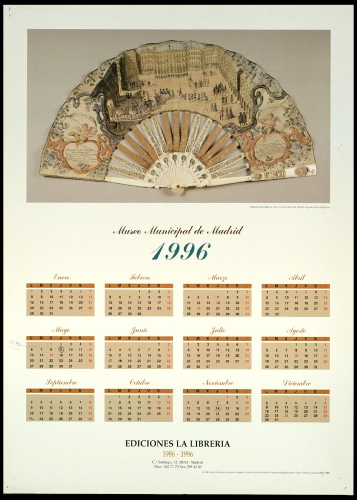 Miniatura de Calendario 1996. Paso de una comitiva por la Plaza Mayor de Madrid, segunda mitad del siglo XVIII (Abanico)