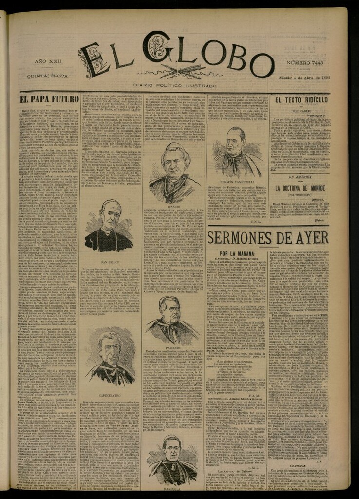 Miniatura de El Globo : diario ilustrado del 4 de abril de 1896, nº 7445