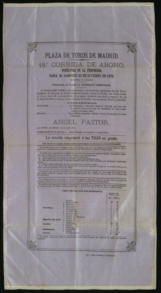 Miniatura de Corrida de toros celebrada el día 22 de octubre de 1876