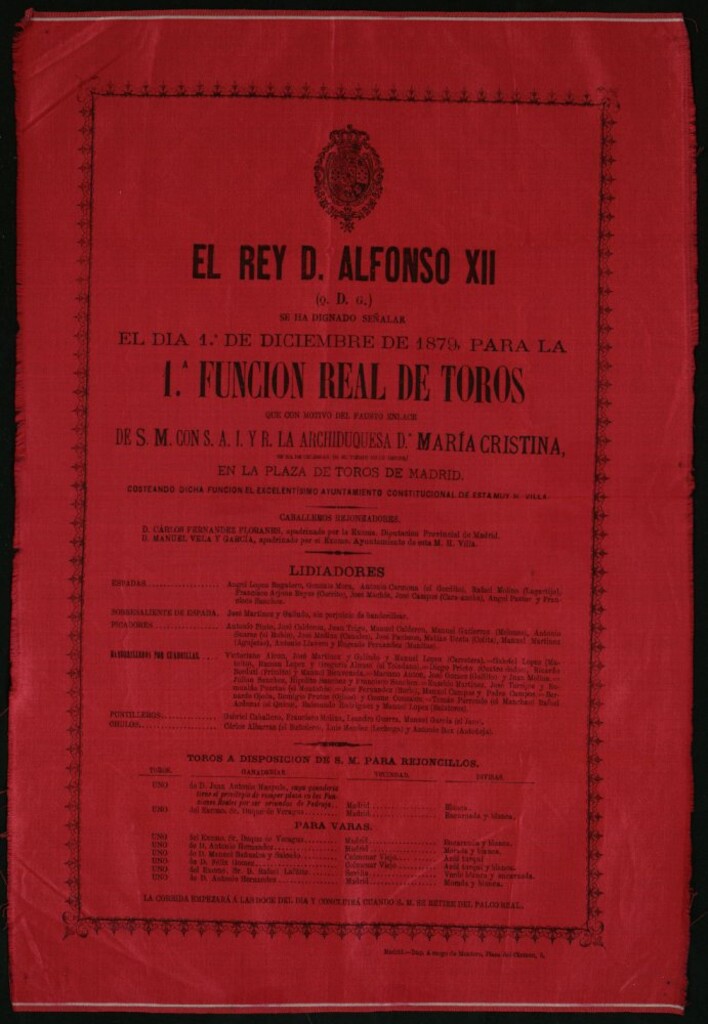 Miniatura de 1ª. corrida Real de toros celebrada el día 1 de diciembre de 1879