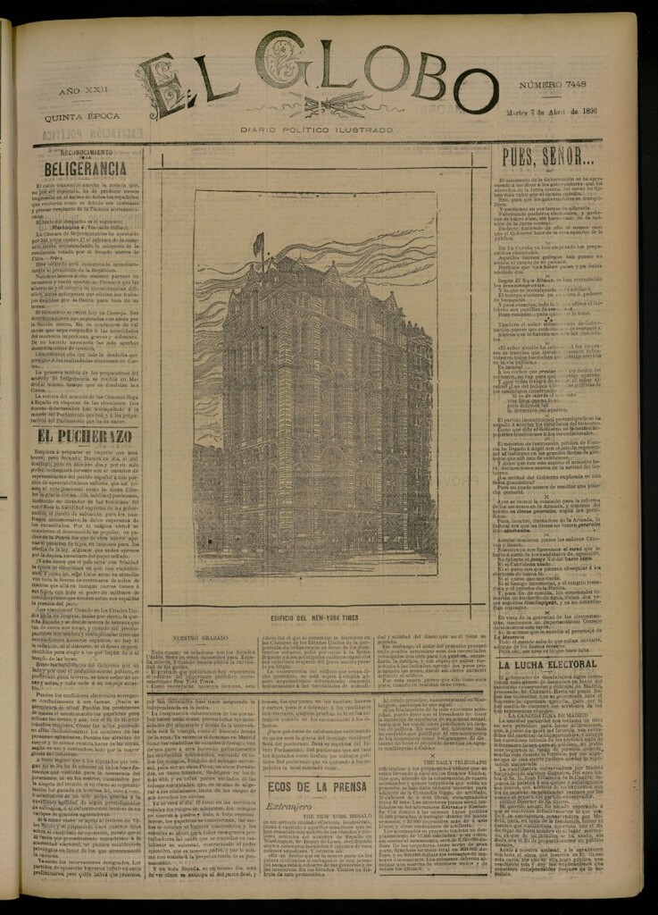 Miniatura de El Globo : diario ilustrado del 7 de abril de 1896, nº 7448