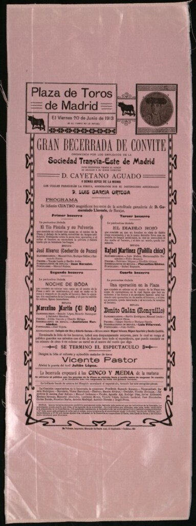 Miniatura de Corrida de becerros celebrada el día 20 de junio de 1913