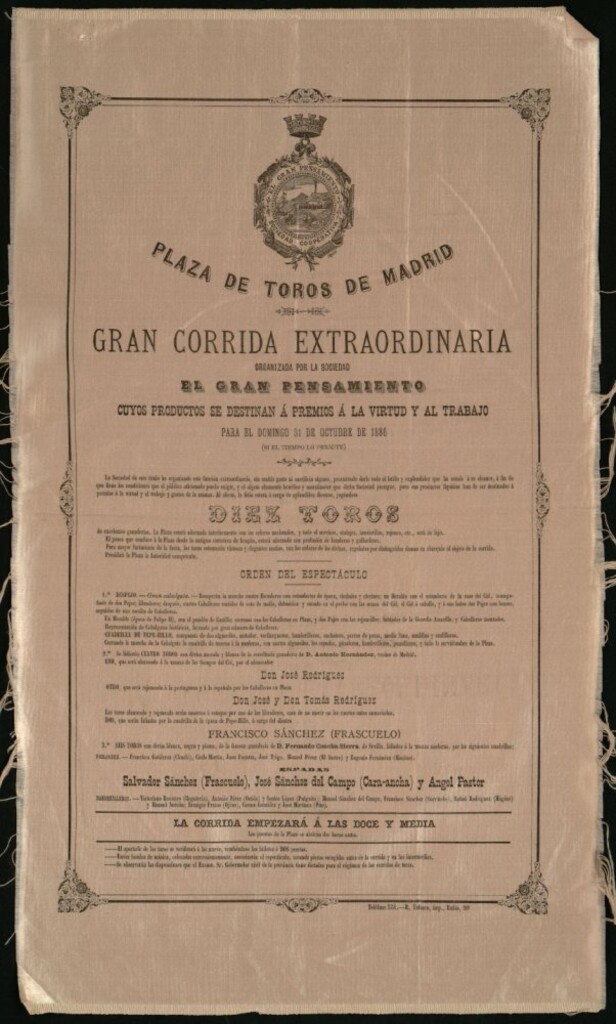Miniatura de Corrida de toros celebrada el día 31 de octubre de 1886