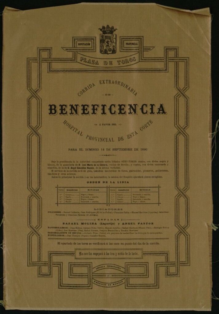 Miniatura de Corrida de toros celebrada el día 14 de septiembre de 1890