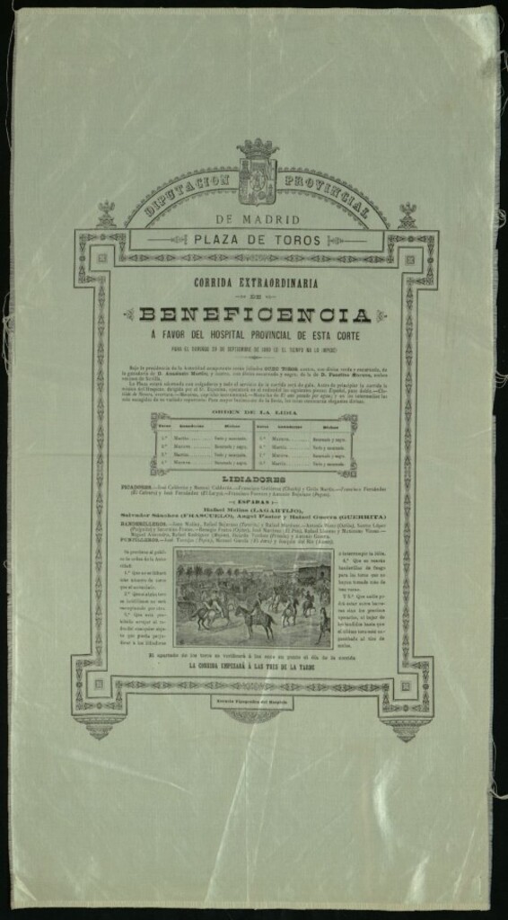 Miniatura de Corrida de Beneficencia celebrada el día 29 de septiembre de 1889