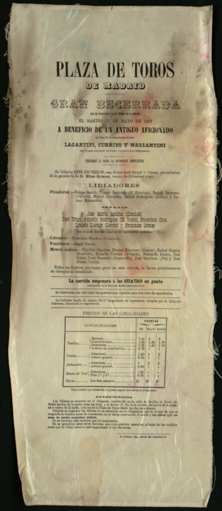 Miniatura de Corrida de toros celebrada el día 17 de mayo de 1887
