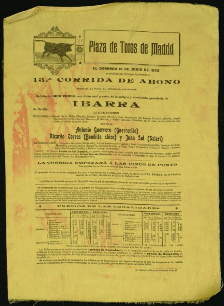 Miniatura de Corrida de toros celebrada el día 15 de junio de 1902