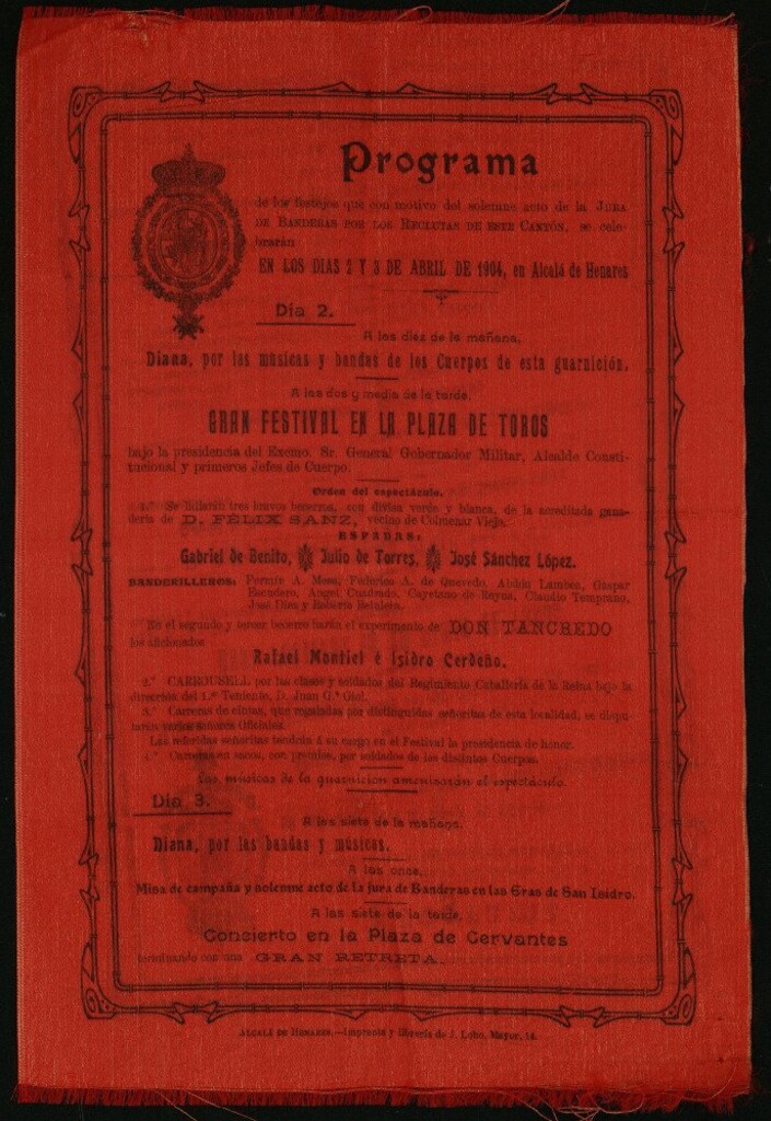 Miniatura de Corrida de becerros celebrada en Alcalá de Henares los días 2 y 3 de abril de 1904