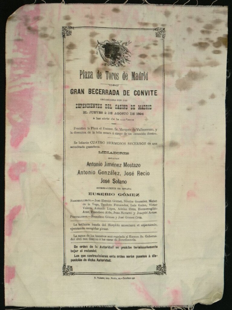 Miniatura de Corrida de becerros celebrada el día 2 de agosto de 1894
