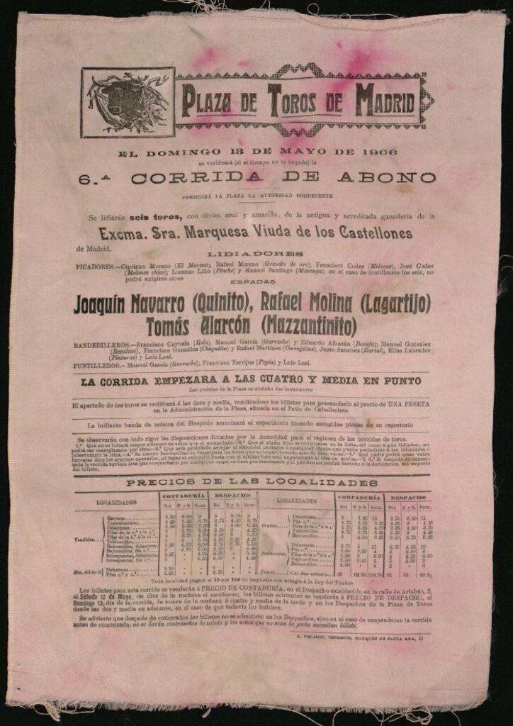 Miniatura de Corrida de toros celebrado el día 13 de mayo de 1906