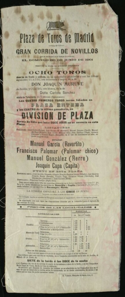 Miniatura de Corrida de novillos celebrada el día 30 de junio de 1901