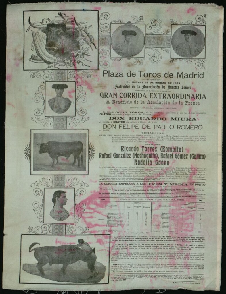 Miniatura de Corrida de toros celebrada el día 25 de marzo de 1909