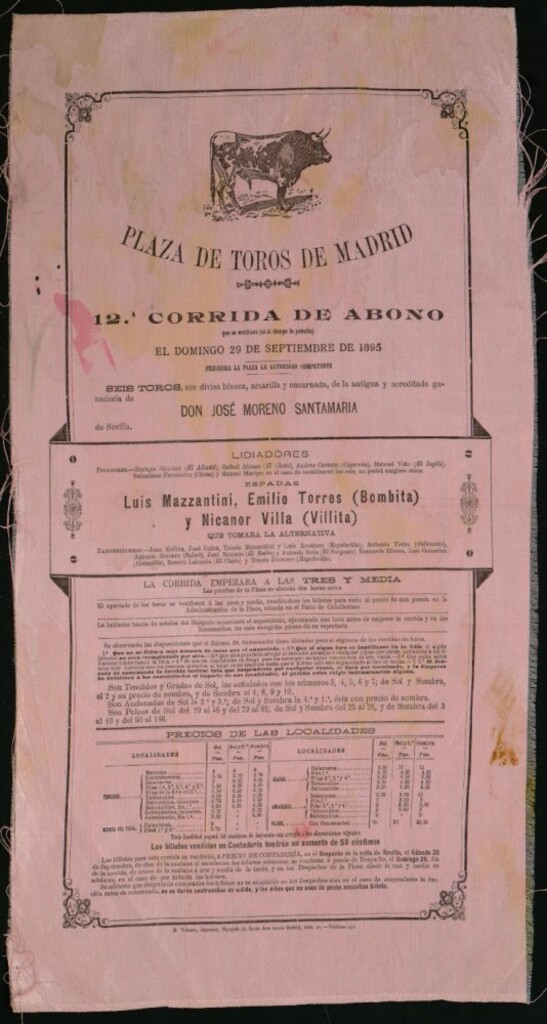 Miniatura de Corrida de toros celebrada el día 29 de septiembre de 1895