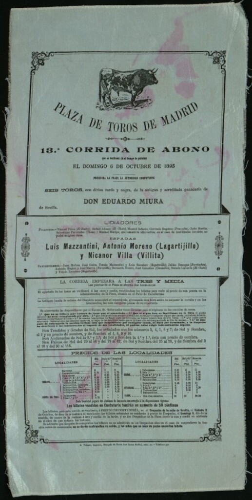 Miniatura de Corrida de toros celebrada el día 6 de octubre de 1895