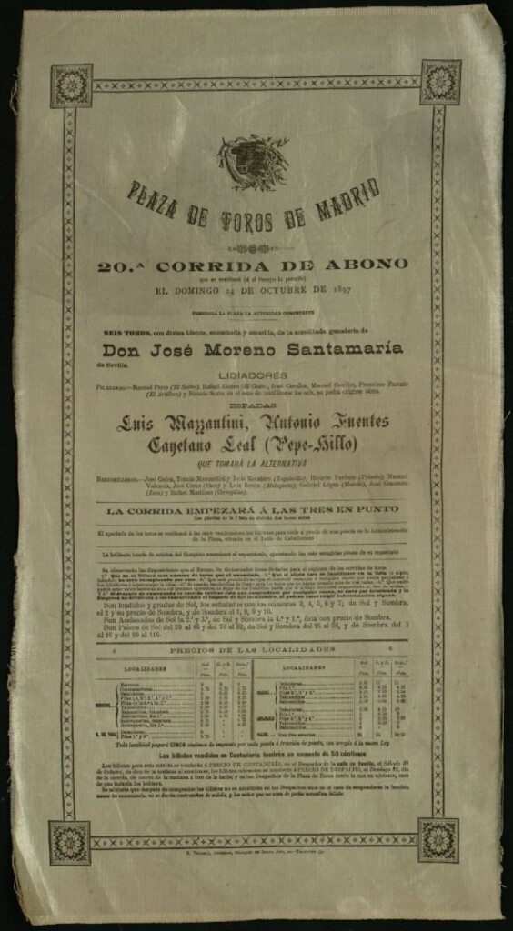 Miniatura de Corrida de toros celebrada el día 24 de octubre de 1897