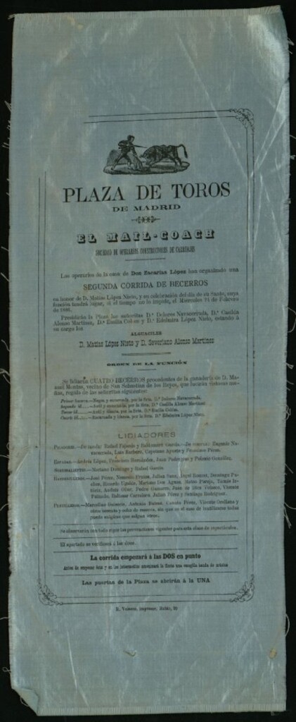 Miniatura de Corrida de toros celebrada el día 24 de febrero de 1886