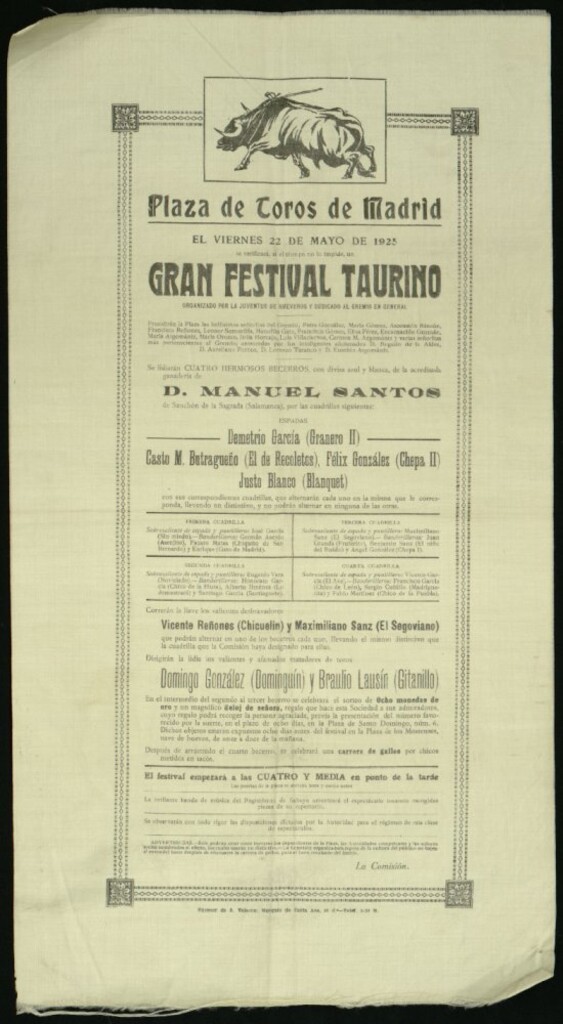 Miniatura de Corrida de toros celebrada el día 22 de mayo de 1925