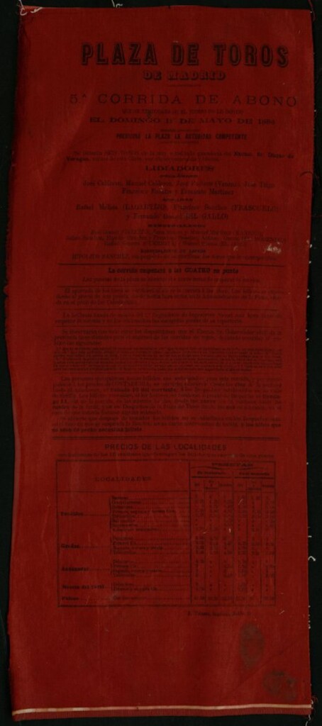 Miniatura de Corrida de toros celebrada el día 11 de mayo de 1884