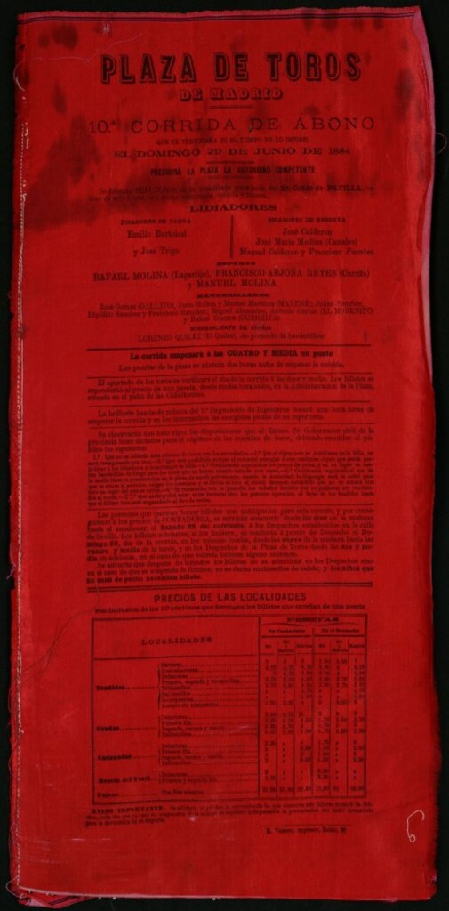 Miniatura de Corrida de toros celebrada el día 29 de junio de 1884