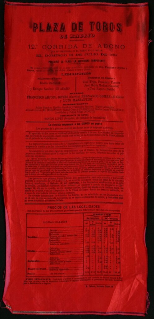 Miniatura de Corrida de toros celebrada el día 13 de julio de 1884