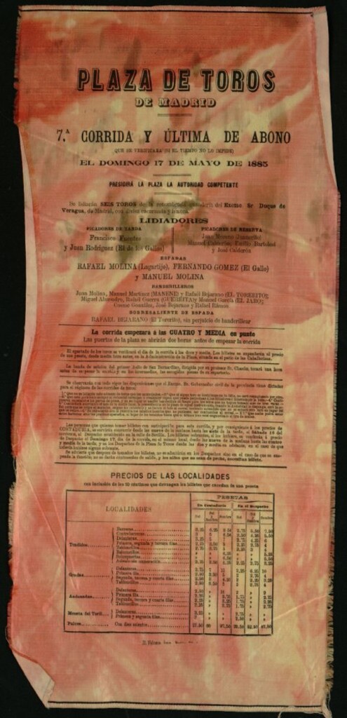 Miniatura de Corrida de toros celebrada el día 17 de mayo de 1885