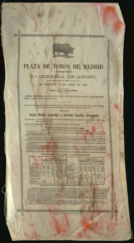 Miniatura de Corrida de toros celebrada el día 28 de abril de 1889
