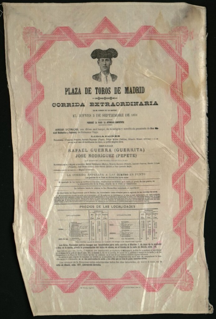 Miniatura de Corrida de toros celebrada el día 3 de septiembre de 1891