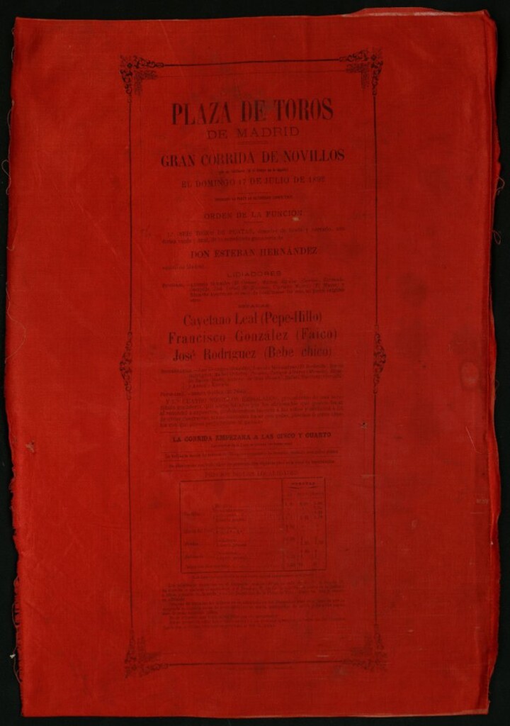 Miniatura de Corrida de toros celebrada el día 17 de julio de 1892