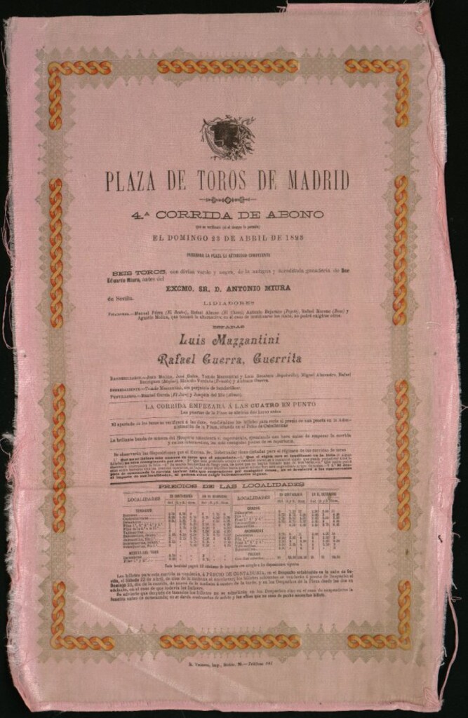 Miniatura de Corrida de toros celebrada el día 23 de abril de 1893