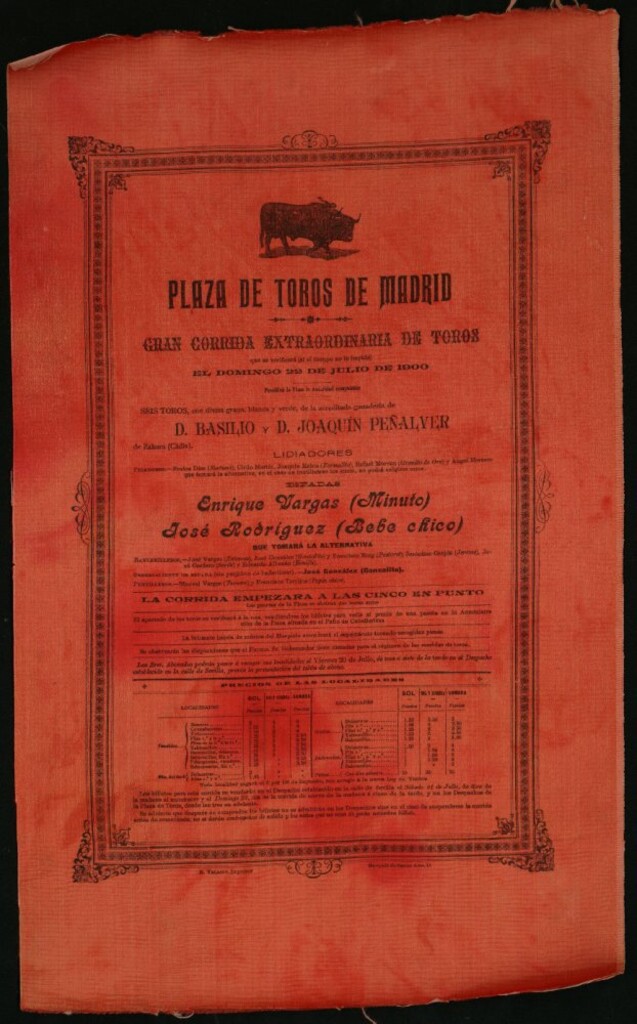 Miniatura de Corrida de toros celebrada el día 22 de julio de 1900