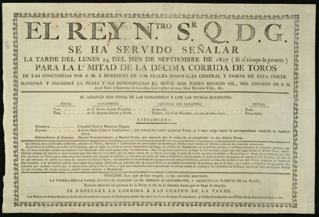 Miniatura de 1ª. mitad de la 10ª. corrida de toros celebrada el 24 de septiembre de 1827