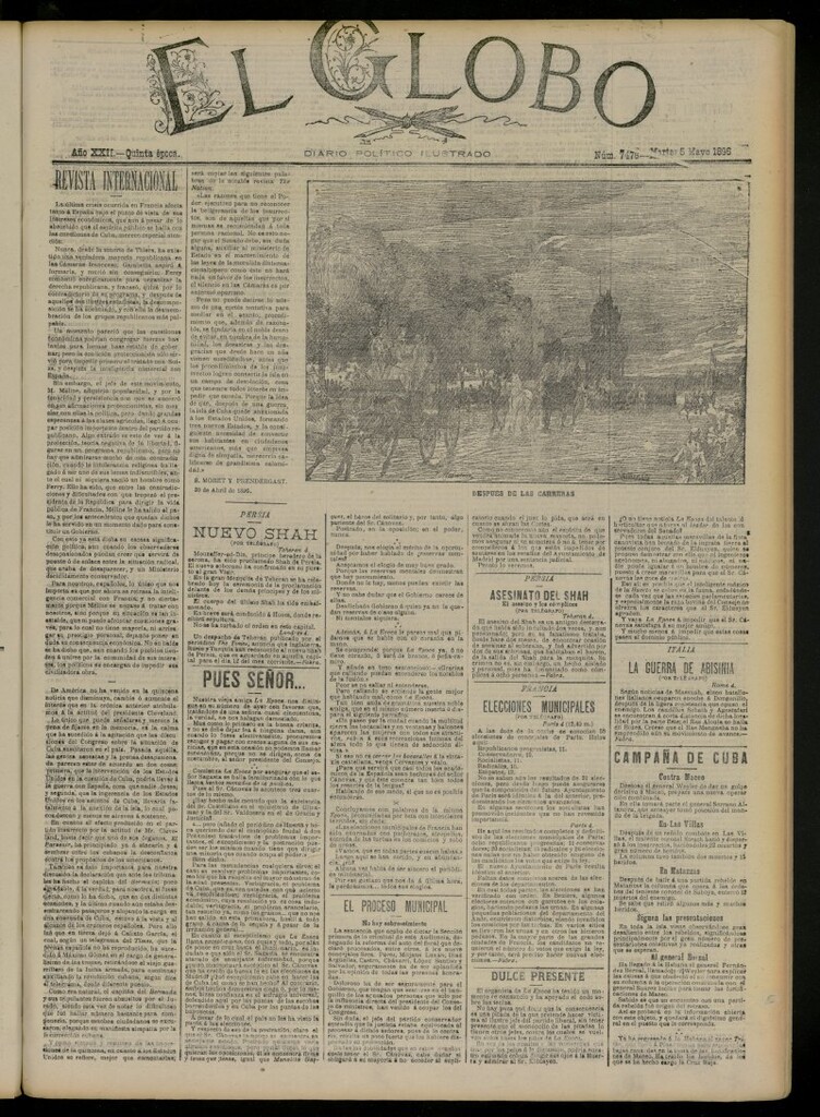 Miniatura de El Globo : diario ilustrado del 5 de mayo de 1896, nº 7476