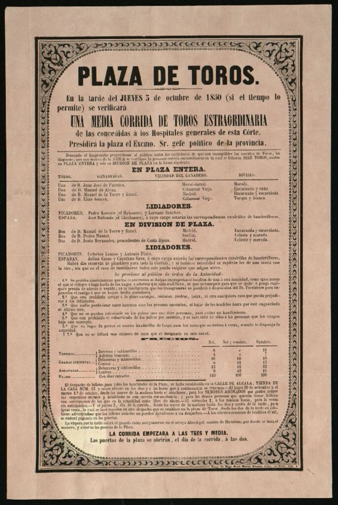 Miniatura de Corrida de toros celebrada el día 3 de octubre de 1850