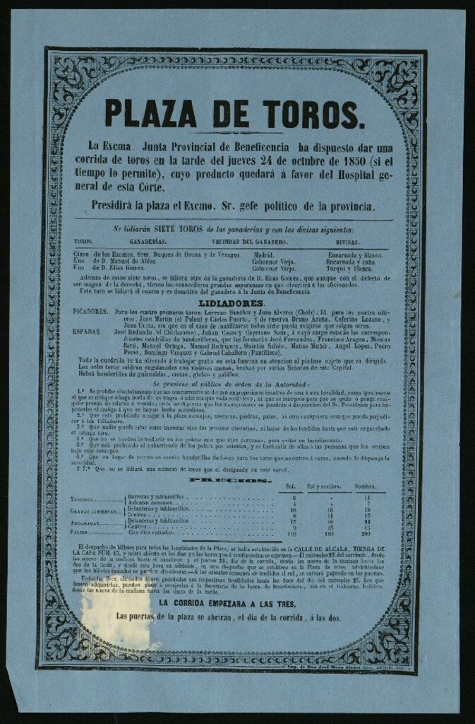 Miniatura de Corrida de toros celebrada el día 24 de octubre de 1850