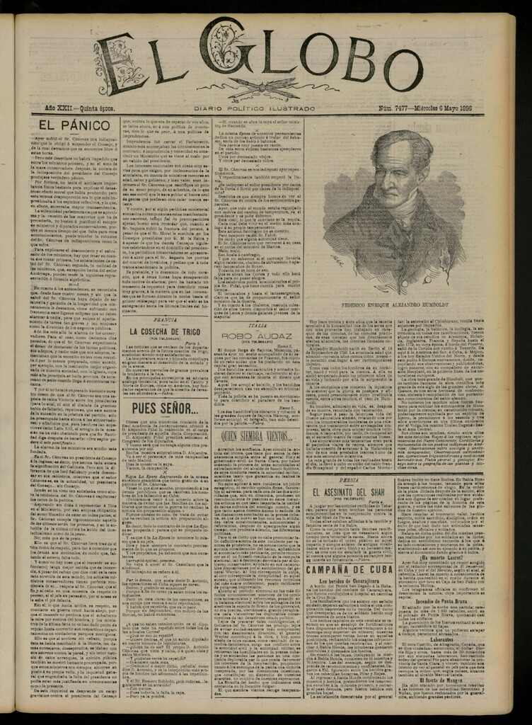 Miniatura de El Globo : diario ilustrado del 6 de mayo de 1896, nº 7477