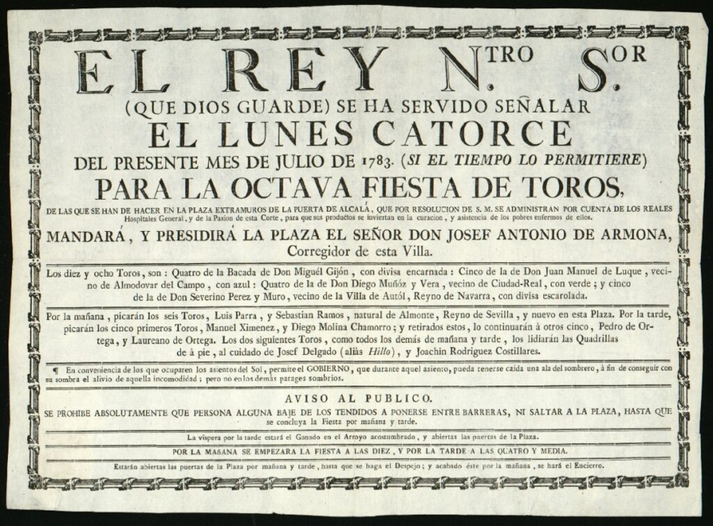 Miniatura de Corrida de toros celebrada el día 14 de julio de 1783