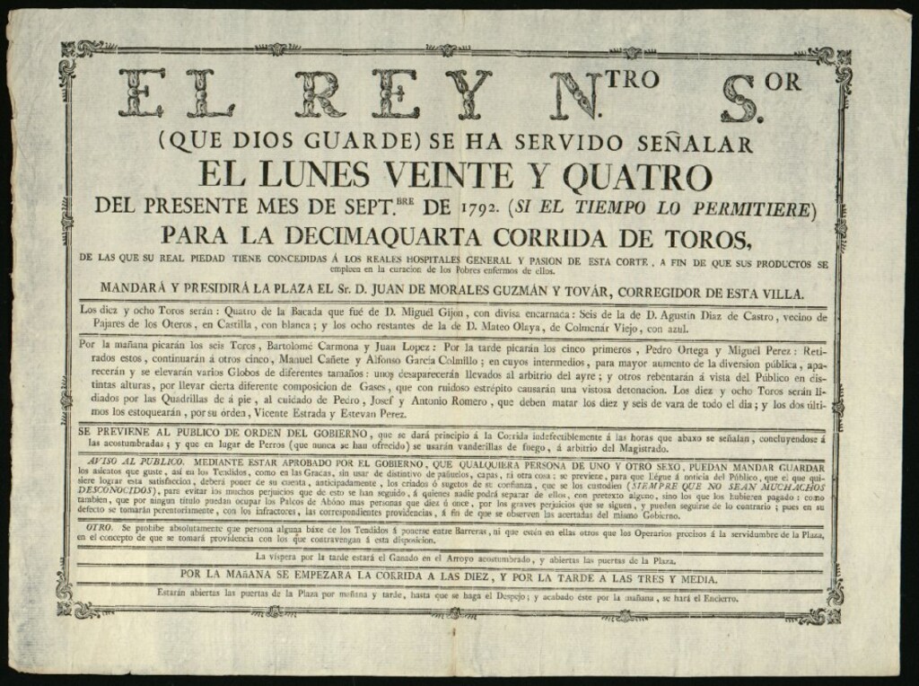 Miniatura de Corrida de toros celebrada el día 24 de septiembre de 1792