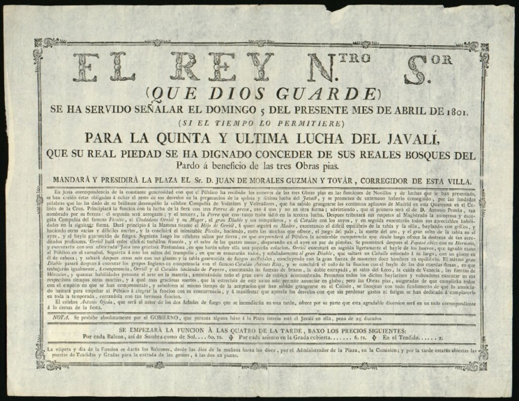Miniatura de Lucha del jabalí en los bosques del Pardo, celebrada el día 5 de abril de 1801