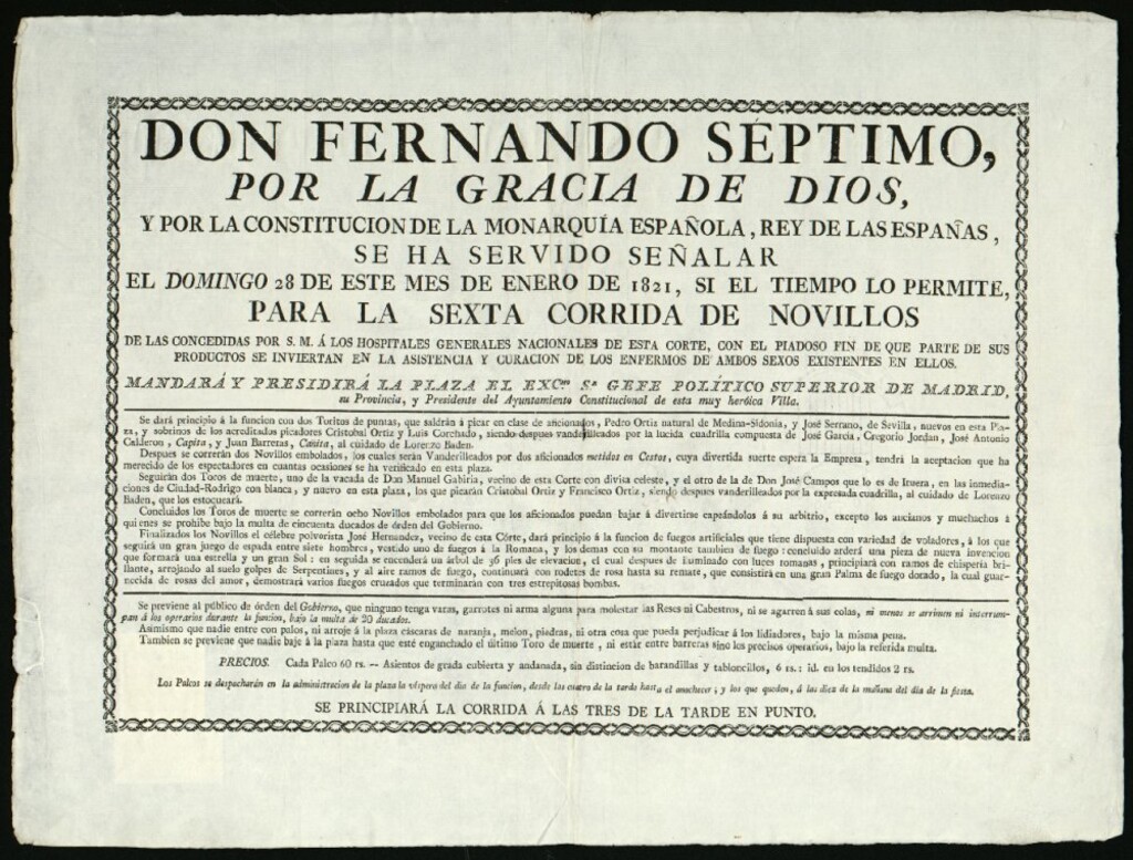 Miniatura de Corrida de novillos celebrada el día 28 de enero de 1821