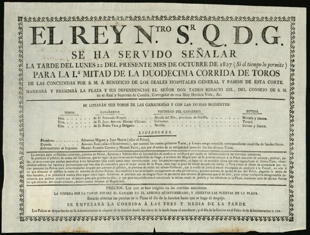 Miniatura de Corrida de toros celebrada el día 22 de octubre de 1827