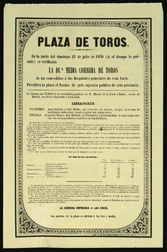 Miniatura de Corrida de toros celebrada el día 21 de julio de 1850