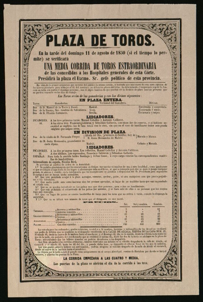 Miniatura de Corrida de toros celebrada el día 11 de agostode 1850