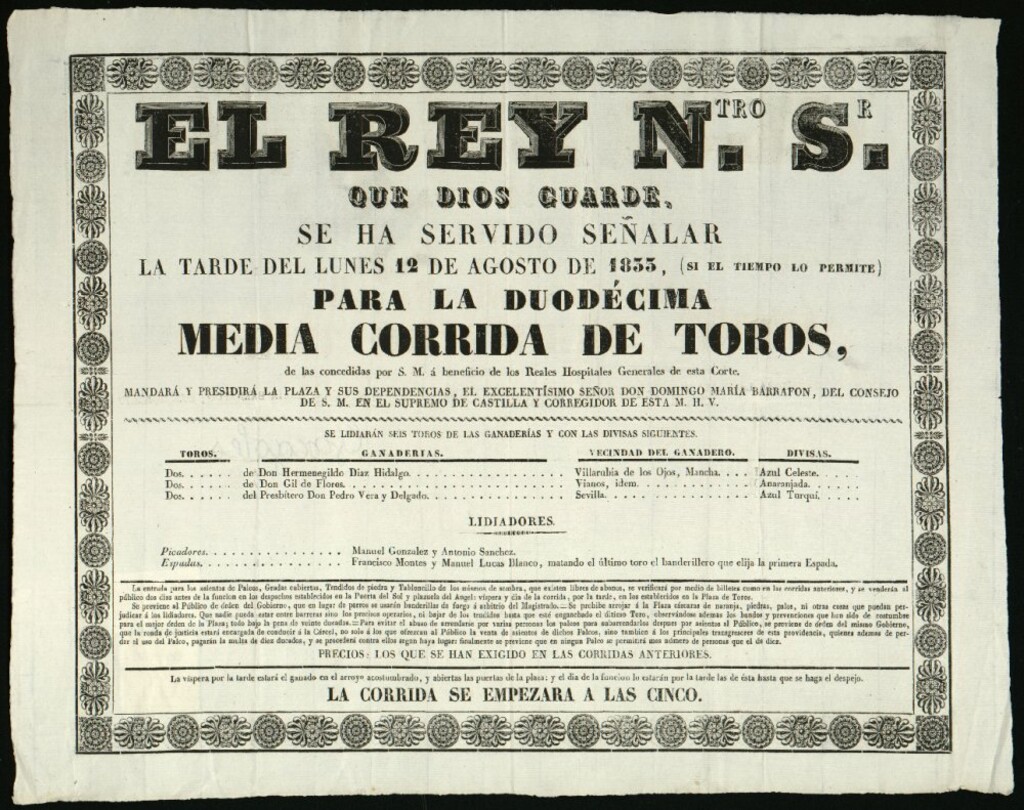 Miniatura de Corrida de toros celebrada el día 12 de agostode 1833